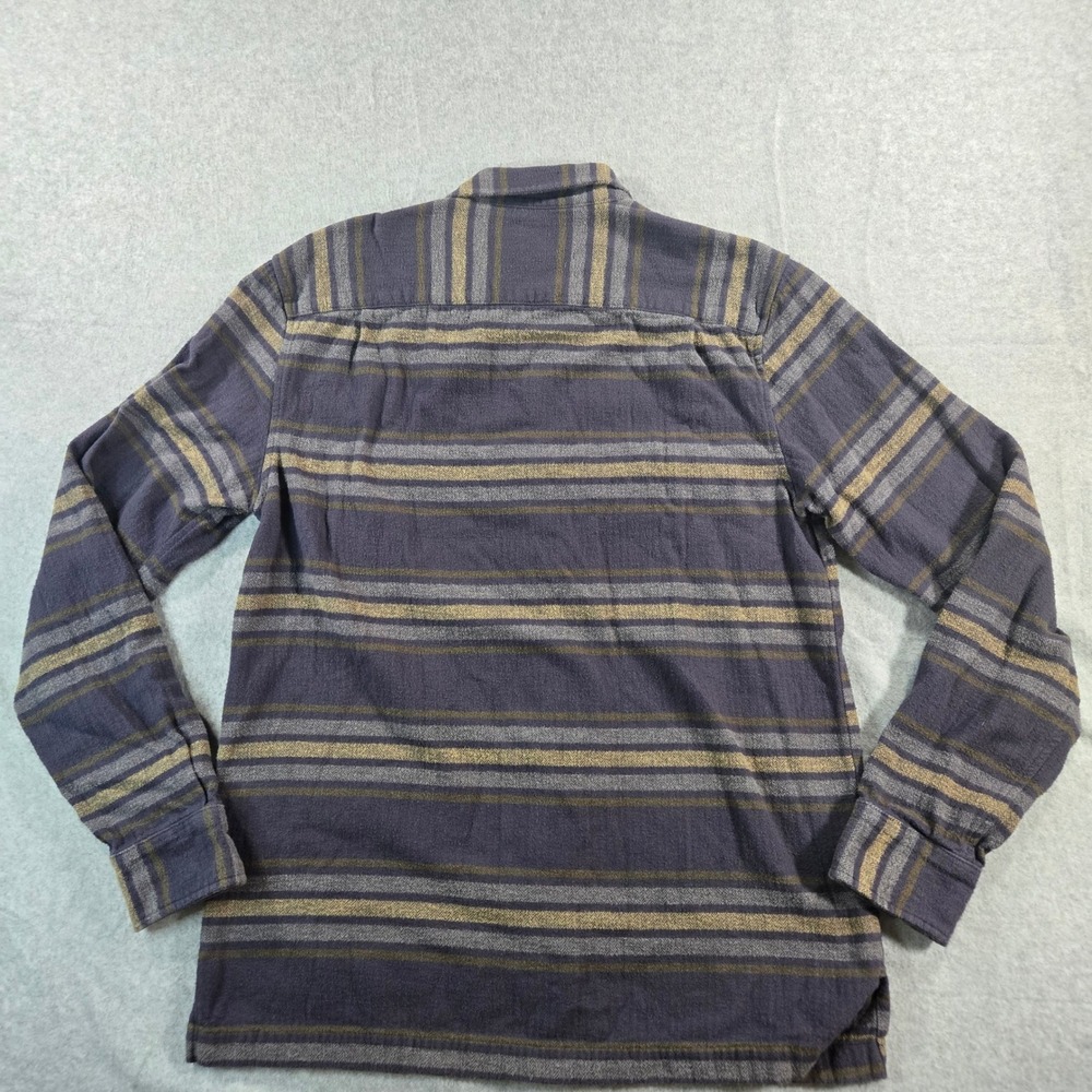 Lucky Brand Mens Small Blue Tan Striped Flannel Button Down Shirt F00245 - Picture 2 of 16